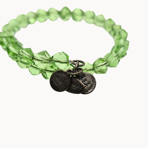 Alex & Ani Infused + Energy Green Glass Beaded Wrap Style Charm Bracelet - Picture 6 of 6